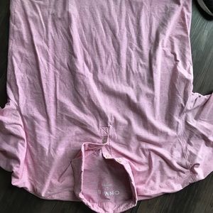 Thin pink striped Orvis polo